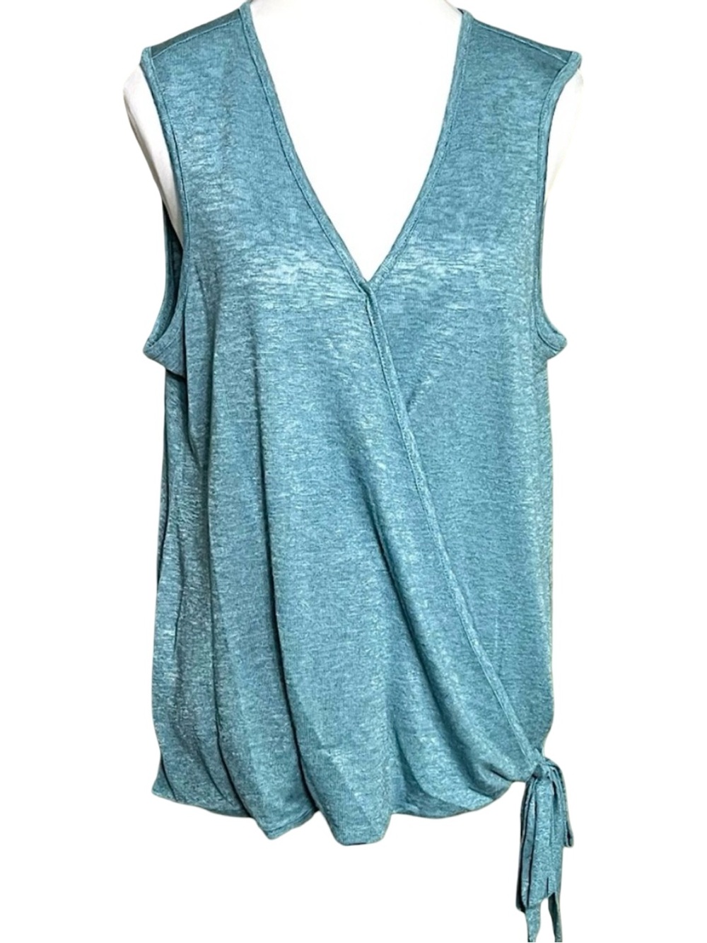 Bobeau Blue Faux Wrap Side Tie Tank Top Size XL